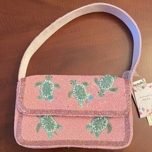 Pink Beaded Turtle Shoulder Bag